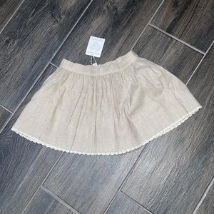 5T Linen natural cream skirt with lace trim